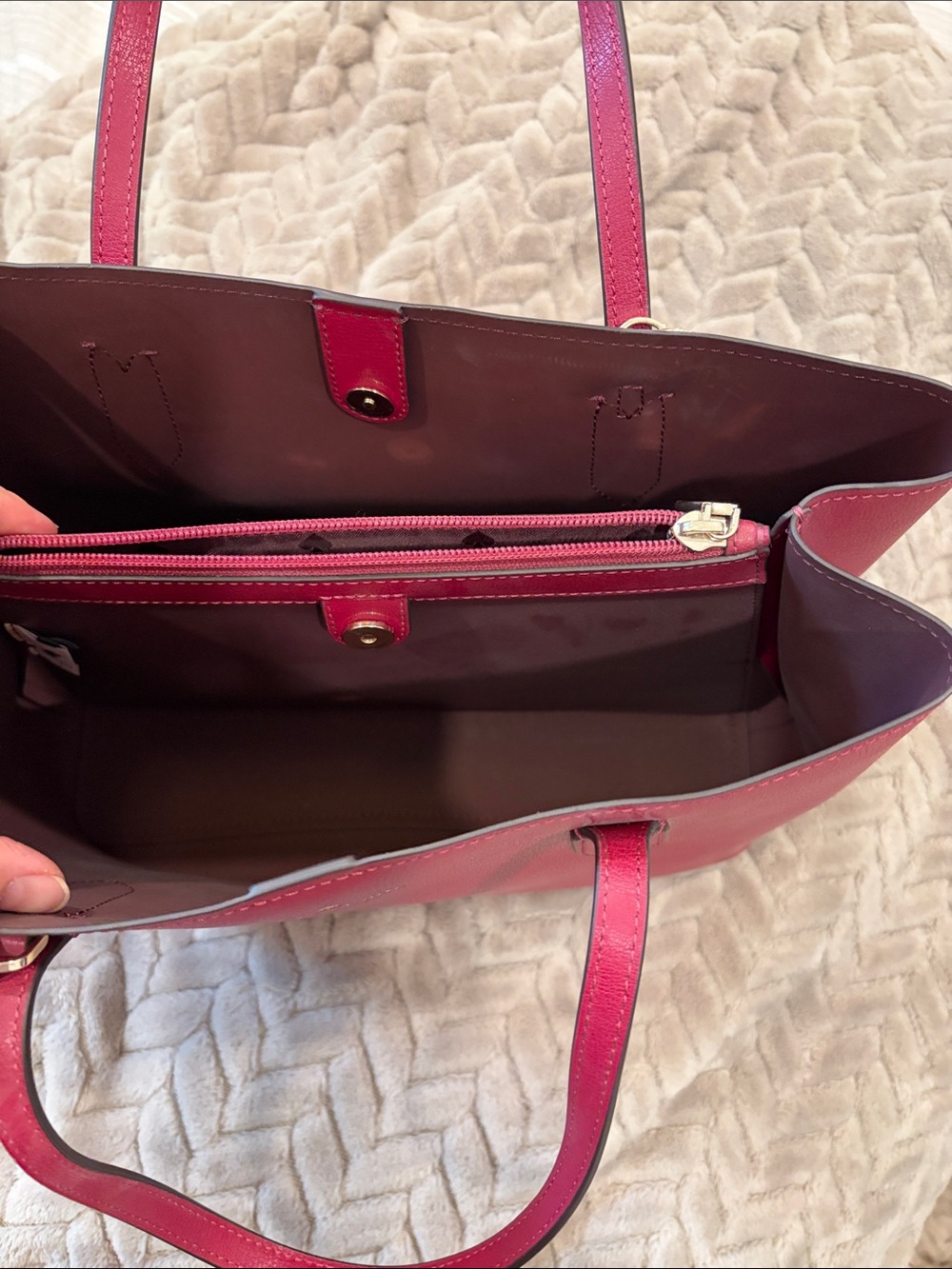kate spade Magenta Leather Tote with Detachable Strap - Picture 2 of 7